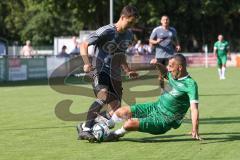 Bezirksliga - Saison 2024/25 - FC Gerolfing - SpVgg Feldmoching - Stefan Hoffmann (Nr.8 - FC Gerolfing) - Alexander Tolikin grau Feldmoching - Foto: Meyer Jürgen