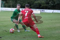 Landesliga - Saison 2024/25 - SV Manching - FSV Pfaffenhofen - Luca Oehler (Nr.3 - SV Manching) - Siebald Maximilian rot Pfaffenhofen - Foto: Meyer Jürgen