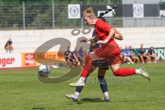 DFB - Pokal Frauen 1. Runde - Saison 2023/2024 - FC Ingolstadt 04 - FC Carl Zeiss Jena - Nina Penzkofer (Nr.13 - FCI Frauen) vergibt eine Torchance - Metzner Anika blau Jena - Foto: Meyer Jürgen