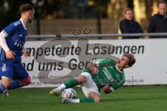 Kreisliga - Saison 2023/2024 - FC Gerolfing - TSV Ober/Unterhaunstadt - Timo Kraus grün Gerolfing - - David Polster blau Oberhaunstadt - Foto: Meyer Jürgen