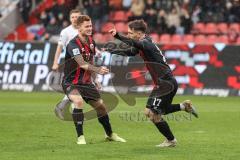 3. Liga; FC Ingolstadt 04 - Erzgebirge Aue; Tor Jubel Treffer 1:0 Max Besuschkow (17, FCI) mit Sebastian Grönning (11, FCI)