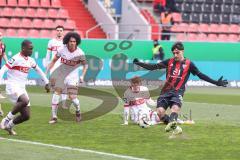 3. Liga; FC Ingolstadt 04 - VfB Stuttgart II; Tor Jubel Treffer Deniz Zeitler (38, FCI) in der ersten Minute 1:0,