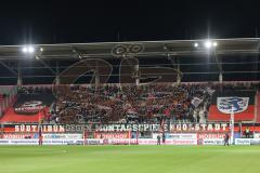 3. Liga; FC Ingolstadt 04 - Erzgebirge Aue; Fan Fankurve Banner Fahnen Spruchband