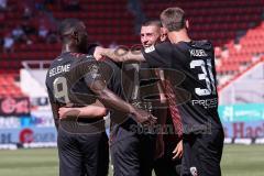 3. Liga; FC Ingolstadt 04 - Hallescher FC; Jannik Mause (7, FCI) Tor Jubel Treffer mit Daouda Beleme (9, FCI) Julian Kügel (31, FCI) Mladen Cvjetinovic (19, FCI)