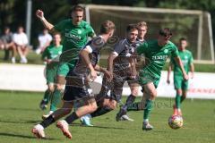 Landesliga - Saison 2024/25 - SV Manching - TSV Schwabmünchen - Jurakovic Marcel grün Manching - Kusterer Lucas #4 schwarz Schwabmünchen
 - Foto: Meyer Jürgen