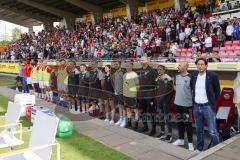 Toto-Pokal Finale; Würzburger Kickers - FC Ingolstadt 04; Bayernhymne Mannschaft Sportdirektor Ivica Grlic  (FCI) Cheftrainerin Sabrina Wittmann (FCI) Co-Trainer Maniyel Nergiz (FCI) Torwart-Trainer Robert Wulnikowski (FCI) Athletik-Trainer Luca Schuster 