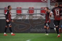 3. Liga - Saison 2026/27 - FC Ingolstadt 04 - TSG Hoffenheim II - Nishan Velupillay (Nr.28 - FCI) mit dem 1:0 Führungstreffer - jubel - Yannick Deichmann (Nr.20 - FCI) - Foto: Meyer Jürgen