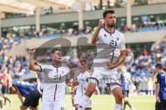 3. Liga; 1. FC Saarbrücken - FC Ingolstadt 04 - 2:3 Tor Jubel Treffer Lukas Fröde (34, FCI) mit Mladen Cvjetinovic (19, FCI) Simon Lorenz (32, FCI)