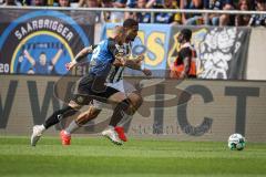3. Liga - Saison 2026/27 - 1. FC Saarbrücken - FC Ingolstadt 04  - Philip Fahrner (Nr.42 - Saarbrücken) - Keanan Bennetts (Nr.18 - FCI) - Foto: Meyer Jürgen