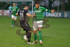 2023_10_21 - Kreisliga - Saison 2023/24 - FC Gerolfing - FC Fatih Ingolstadt - Emre Arik schwarz Fatih - Christian Träsch grün Gerolfing - Foto: Meyer Jürgen