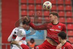 3. Liga - Saison 2025/26 - FC Ingolstadt 04 - VFB Stuttgart II - Mirza Catovic (Nr.5 - VFB Stuttgart II) - Simon Lorenz (Nr.32 - FCI) - Foto: Meyer Jürgen