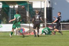 Landesliga - Saison 2024/25 - SV Manching - TSV Schwabmünchen - Der 0:1 Führungstreffer durch Aschner Maximilian #23 schwarz Schwabmünchen
 - jubel - Ralf Schröder (Nr.21 - SV Manching) - Foto: Meyer Jürgen