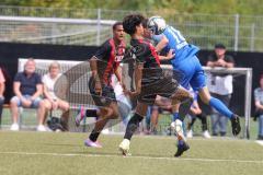 Bayernliga Nord - Saison 2024/25 - FC Ingolstadt 04 II - FC Münchberg - Johann Chirinos (Nr.13 - FCI U21) - Stumpf Stefan blau Münchberg - Foto: Meyer Jürgen