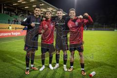3. Liga; TSV Havelse - FC Ingolstadt 04; Sieg Jubel Freude 2:6 Spieler bedanken sich bei den mitgereisten Fans Tanz, Torschützen Fredrik Carlsen (8, FCI) Yann Sturm (7, FCI) 2 Tore Max Besuschkow (17, FCI) Marcel Costly (22, FCI) 2 Tore