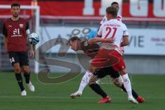 Toto-Pokal - Saison 2023/2024 - FC Ingolstadt 04 - Jahn Regensburg - Jannik Mause (Nr.7 - FCI) - Dominik Kother (Nr.27 - Regensburg) - Foto: Meyer Jürgen