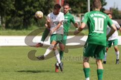 Bezirksliga - Saison 2024/25 - SV Manching - TSV Jetzendorf - Marcel Posselt (Nr.19 - SV Manching) - Hannes Frank weiss Jetzendorf - Foto: Meyer Jürgen