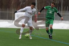 AUDI - Schanzer Amateurcup - Finale -  2026  - SV Hundszell - SV Denkendorf - Jonas Löffler grün Denkendorf - Johannes Rindlbacher weiss Hundszell - Foto: Meyer Jürgen