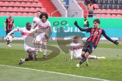 3. Liga; FC Ingolstadt 04 - VfB Stuttgart II; Deniz Zeitler (38, FCI) Tor Jubel Treffer innerhalb 24 Sekunden 1:0 Amaniampong Kaden (2 VFB) Chase Anrie (5 VFB)