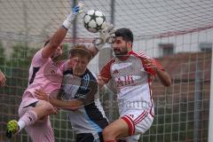 Kreisliga- Saison Saison 2026/27 - SV Türkisch Ingolstadt - TSV Ober./Unterhaunstadt -  Ali Cakmakci TW Ober./Unterh.stadt  - Fabio Udella grau Ober./Unterh.stadt  - Emre Erdogan weiss Türkisch rechts - Foto: Meyer Jürgen
