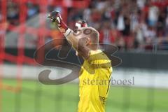 Toto-Pokal - Saison 2023/2024 - FC Ingolstadt 04 - Jahn Regensburg - Elmeterschießen gewonnen - jubel - Torwart Marius  Funk (Nr.1 - FCI) hält den Elfmeter - Foto: Meyer Jürgen