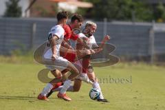 Bayernliga Nord - Saison 2024/25 - FC Ingolstadt 04 II - ASV Neumarkt - Massimo Agostinelli (Nr.15 - FCI U21) - Gümpelein Leon rot Neumarkt - Kurt Pestel (Nr.19 - FCI U21) - Foto: Meyer Jürgen