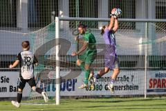 Bezirksliga - Saison 2025/26 - FC Gerolfing - TSV Ober./Unterh.stadt - Christian Träsch grün Gerolfing - Torwart Ali Cakmakci (Nr.1 - TSV Ober-/Unterh.stadt) - Foto: Meyer Jürgen