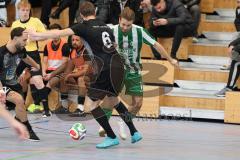 Lotto Bayern Hallencup - Lindenkreuzhalle Saison 2024/25 - DJK München -  SV Manching - Daniel Schweiger grün Manching - Adam Puta schwarz München - Foto: Meyer Jürgen