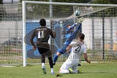 Bayernliga Nord - Saison 2024/25 - FC Ingolstadt 04 II - TSV Karlburg - #Leon Zwickl Torwart Karlsburg - Jason Osei Tutu (Nr.11 - FCI U21) - Max Lambrecht weiss Karlsburg - XXXXX - Foto: Meyer Jürgen