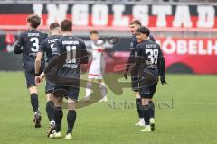 3. Liga; FC Ingolstadt 04 - VfB Stuttgart II; Tor Jubel Treffer Deniz Zeitler (38, FCI) nach 24 Sekunden 1:0 Sebastian Grönning (11, FCI) Mladen Cvjetinovic (19, FCI) Benjamin Kanuric (8, FCI)