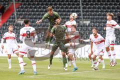 3. Liga; VfB Stuttgart 2 - FC Ingolstadt 04; Ecke Kopfball Duell Sebastian Grönning (11, FCI) Lukas Fröde (34, FCI) Simnica Luan (15 VFB) Schumann Frederik (3 VFB) Reichardt Leon (20 VFB) Kastanaras Thomas (9 VFB)