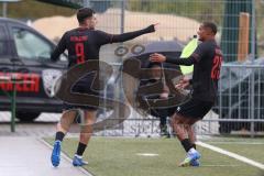 *** Bayernliga Nord - Saison 2025/26 - *** FC Ingolstadt 04 II - SC Eltersdorf - Der 1:0 Führungstreffer durch Ognjen Draculic (Nr.9 - FC Ingolstadt II) - jubel - Foto: Meyer Jürgen