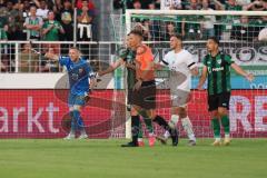 3.Liga - Saison 2023/2024 - Preußen Münster - FC Ingolstadt 04 - Torwart Marius  Funk (Nr.1 - FCI) dirigiert seine Abwehr -  - Foto: Meyer Jürgen