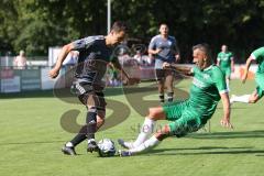 Bezirksliga - Saison 2024/25 - FC Gerolfing - SpVgg Feldmoching - Stefan Hoffmann (Nr.8 - FC Gerolfing) - Alexander Tolikin grau Feldmoching - Foto: Meyer Jürgen