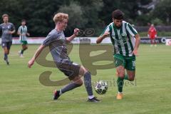 Landesliga - Saison 2025/26 - SV Manching - FC Stätzling - Rayen Kouki (Nr.18 - SV Manching) - Maximilian Pletschacher FC Stätzling  - Foto: Meyer Jürgen