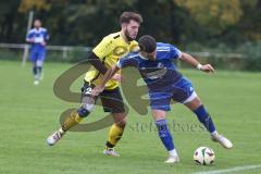 Kreisliga- Saison 2024/25- TSV Ober./Unterh.stadt - FC Hitzhofen /Oberzell -  - Manuel Furino gelb Hitzhofen -  - Baran Cakir blau Oberh.stadt - Foto: Meyer Jürgen