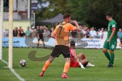 Toto-Pokal; SV Manching - FC Ingolstadt 04; Tor Jubel Treffer Jannik Mause (7, FCI) Torwart Thomas Obermeier (1 SVM) Daniel Spieß (22 SVM)