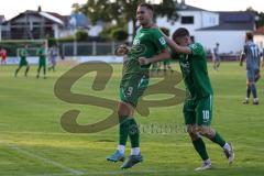 Totopokal- Saison 2023/2024 - SV Manching  - VFB Eichstätt - Der 2:1 Führungstreffer durch Fabian Neumayer (Nr.9 - SV Manching) - jubel - Sebastian Graßl (Nr.10 - SV Manching) - Foto: Meyer Jürgen