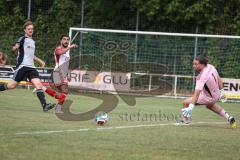 Kreisliga- Saison Saison 2026/27 -  SV Türkisch Ingolstadt - TSV Ober./Unterhaunstadt - Oliver Günther grau Ober./Unterh.stadt  - Ali Cakmakci TW Ober./Unterh.stadt Hakan Düzgün weiss Türkisch mit einer Torchance-Foto: Meyer Jürgen