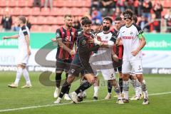 3. Liga; FC Ingolstadt 04 - SC Verl; Zweikampf Kampf um den Ball Deniz Zeitler (38, FCI) Mikic Daniel (4 SCV) Gruber Fabio (2 SCV) Yannick Deichmann (20, FCI) Ecke