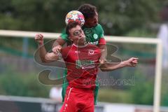 Landesliga - Saison 2024/25 - SV Manching - FSV Pfaffenhofen - Daniel Spies (Nr.22 - SV Manching) - Maurice Untersänger rot Pfaffenhofen - Foto: Meyer Jürgen