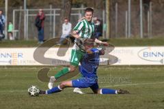 Landesliga - Saison 2025/26 - SV Manching - TSV Schwabmünchen - Fabian  Neumayer (Nr.9 - SV Manching) - Zeche Fabio TW Schwabmünchen - Foto: Meyer Jürgen