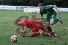 Landesliga - Saison 2024/25 - SV Manching - FSV Pfaffenhofen - Luca Oehler (Nr.3 - SV Manching) - Siebald Maximilian rot Pfaffenhofen - Foto: Meyer Jürgen