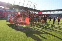 3. Liga - Saison 2024/25 - FC Ingolstadt 04 - SV Wehen Wiesbaden - Das Spiel ist aus - Banner - Choreo - Torwart Marius  Funk (Nr.1 - FCI)- Foto: Meyer Jürgen