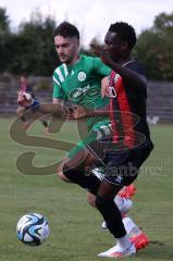 Bayernliga Nord - Saison 2024/25 - FC Ingolstadt 04 II - SV Fortuna Regensburg - Jason Osei Tutu (Nr.11 - FCI U21) - Nocerino Andrea grün Regensburg - Foto: Meyer Jürgen