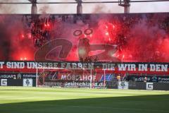 3. Liga - Saison 2024/25 - FC Ingolstadt 04 - SV Wehen Wiesbaden - Fankurve - Banner - choreo - Bengalos - XXXXX - Foto: Meyer Jürgen