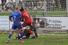 Kreisliga - Saison 2025/26- TSV Kösching - SV Zuchering - Nico Ziegler rot Zuchering - Michael Zimmermann Torwart Kösching - Sebastian Zabka blau Kösching - Foto: Meyer Jürgen