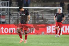 3. Liga; SC Verl - FC Ingolstadt 04; hängende Köpfe nach dem Gegentreffer zum 1:0, Lukas Fröde (34, FCI) Simon Lorenz (32, FCI)