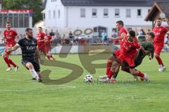 Toto - Pokal - Saison 2024/25 - TSV Lohr - FC Ingolstadt 04 - Niclas Dühring (Nr.18 - FCI) - Alessandro Englert (Nr.17 - TSV Lohr) - Torwart Okkes Karakurt (Nr.1 - TSV Lohr) - Foto: Meyer Jürgen