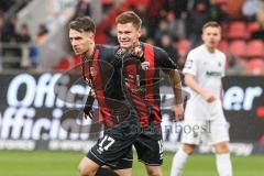 3. Liga; FC Ingolstadt 04 - Erzgebirge Aue; Tor Jubel Treffer 1:0 Max Besuschkow (17, FCI) Sebastian Grönning (11, FCI)