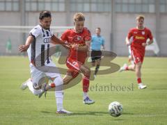 Bayernliga Nord - Saison 2026/27 - FC Ingolstadt 04 II - Jahn Regensburg II - Noel Lakatos weiss FCI - Henrik Heid rot Regensburg - Foto: Meyer Jürgen